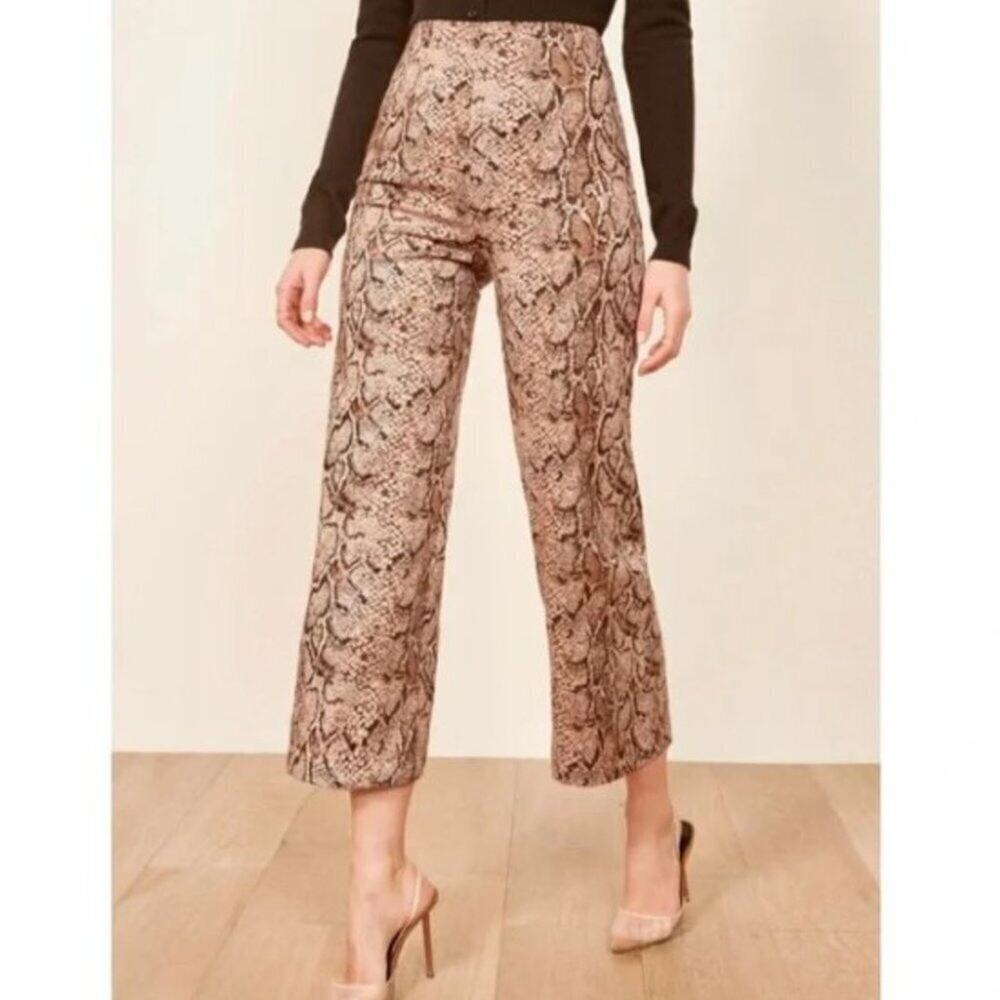 Reformation "Harlan" High Waist Snake Print Cropped Pants Size 4